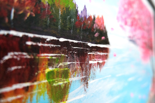 Cherry Blossom Lake - Original Acrylic Painting 30x40cm