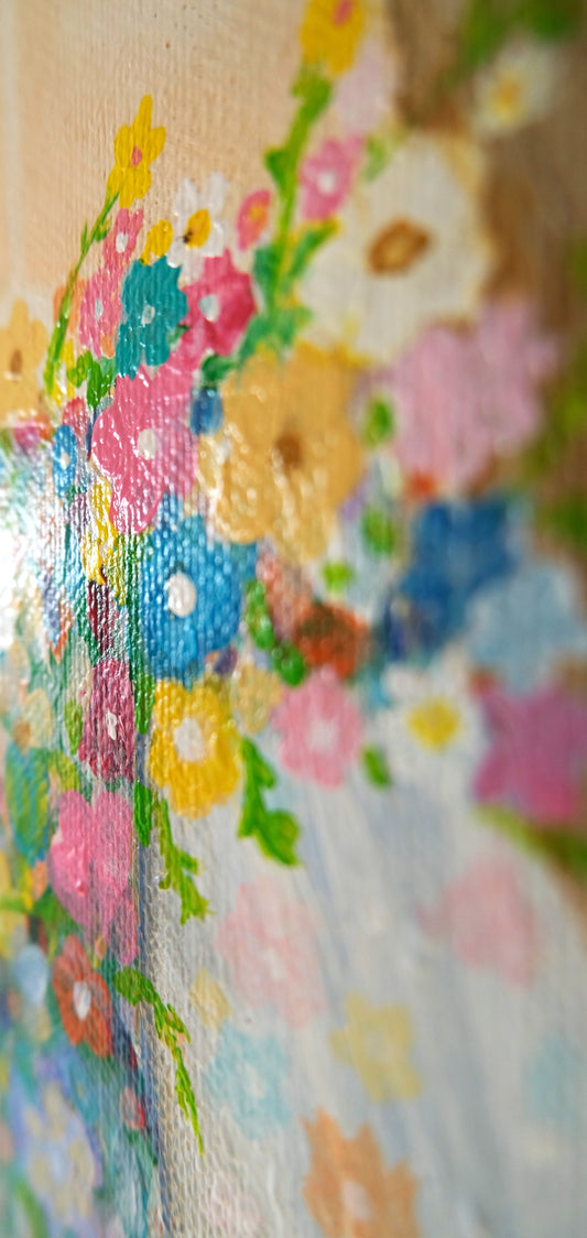 Spring Goddess original acrylic painting by Eugene Diartti - 40x60cm floral art with goddess and flowers