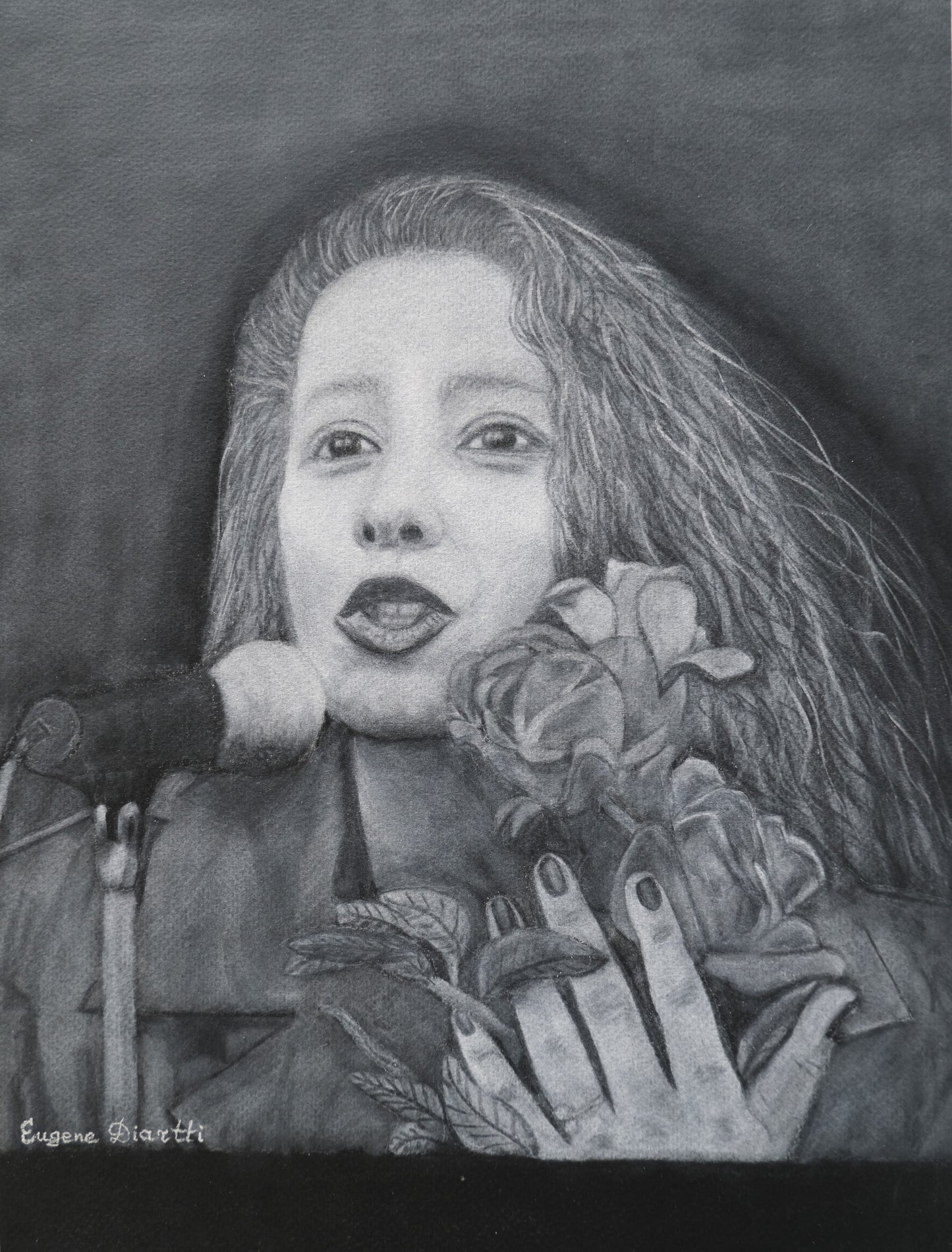Young Woman with Roses - Original Pastel Portrait 30x40cm