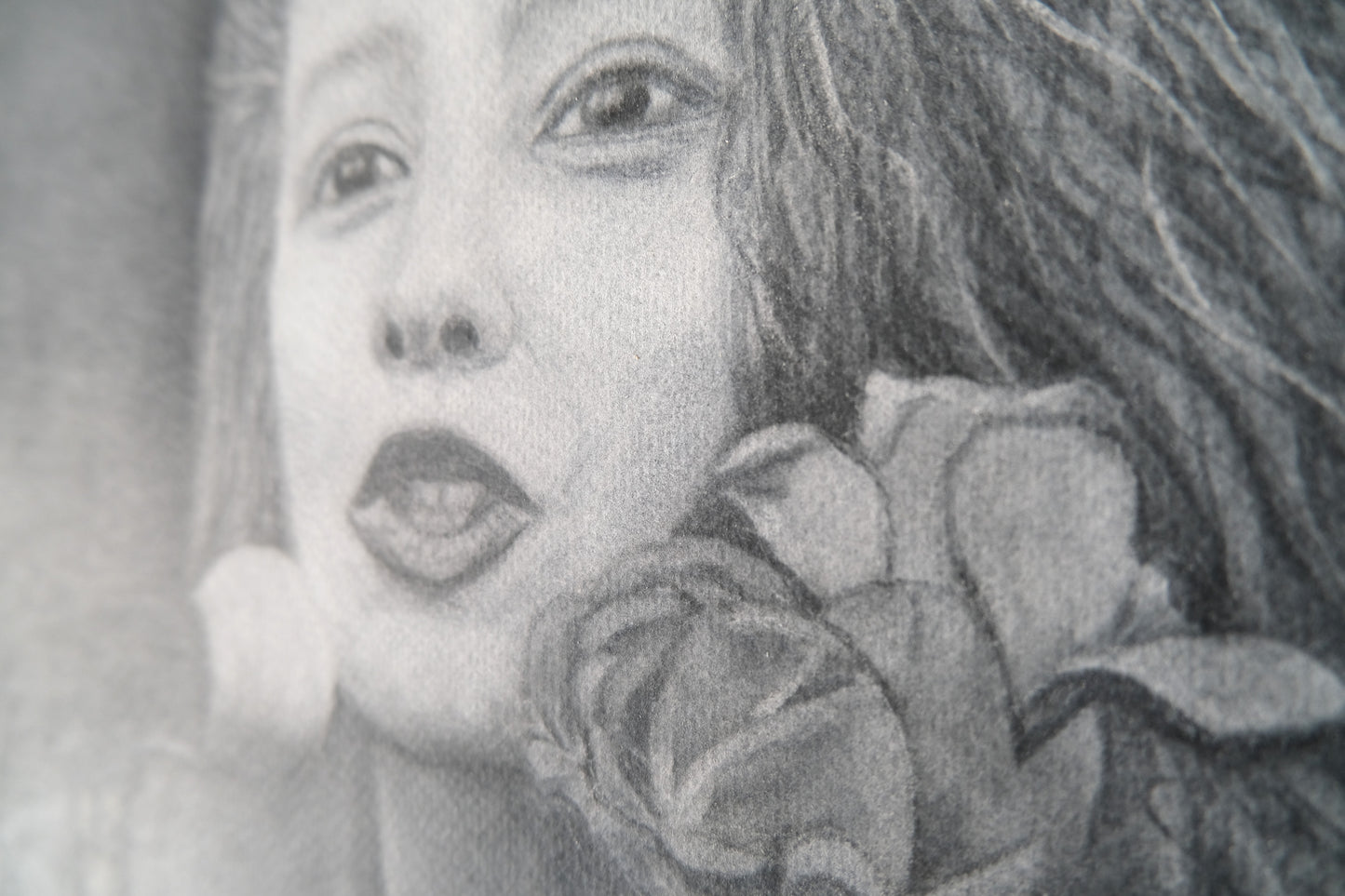 Young Woman with Roses - Original Pastel Portrait 30x40cm