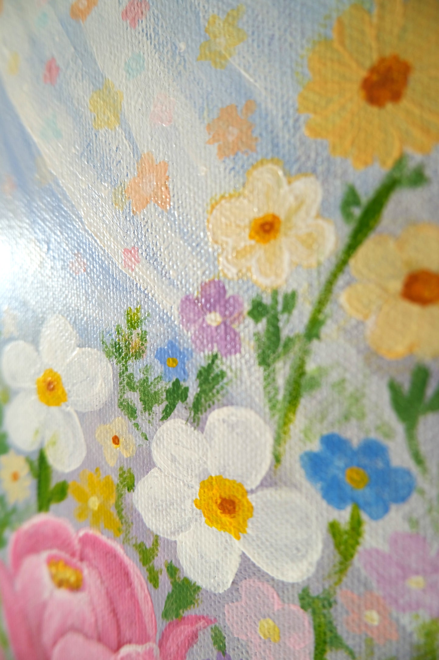 Spring Goddess original acrylic painting by Eugene Diartti - 40x60cm floral art with goddess and flowers