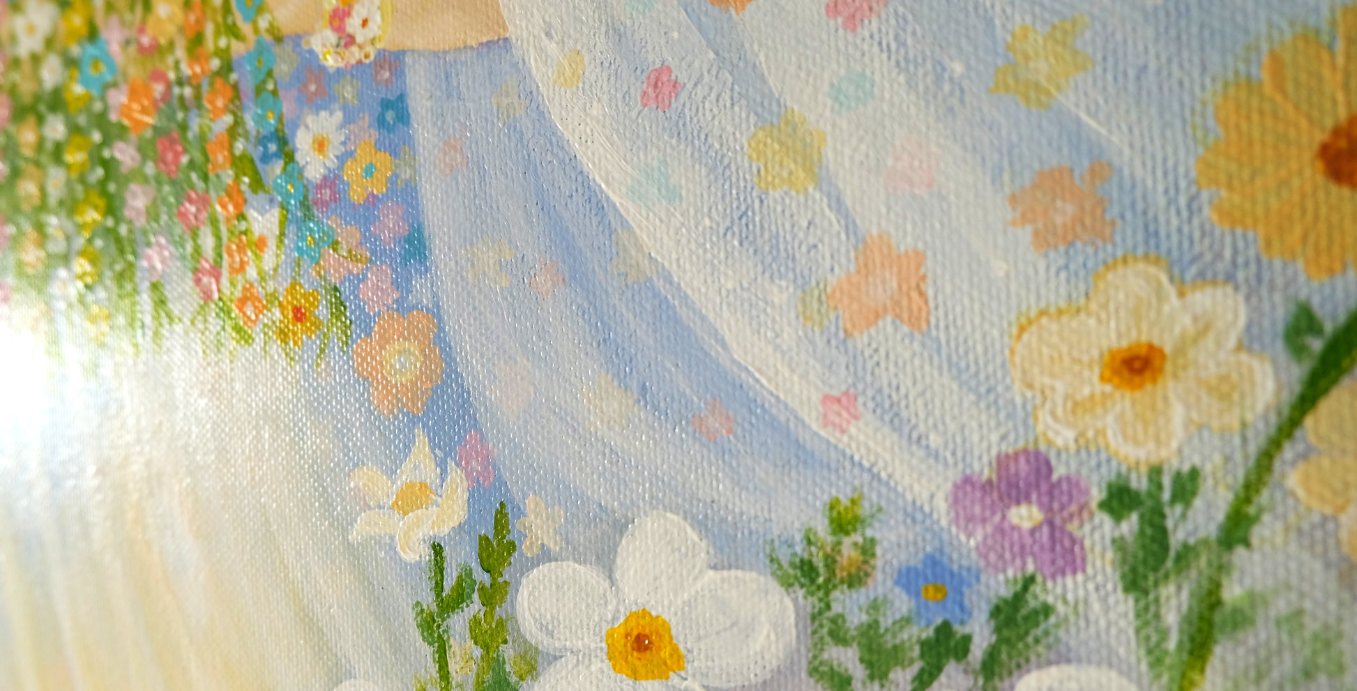 Spring Goddess original acrylic painting by Eugene Diartti - 40x60cm floral art with goddess and flowers