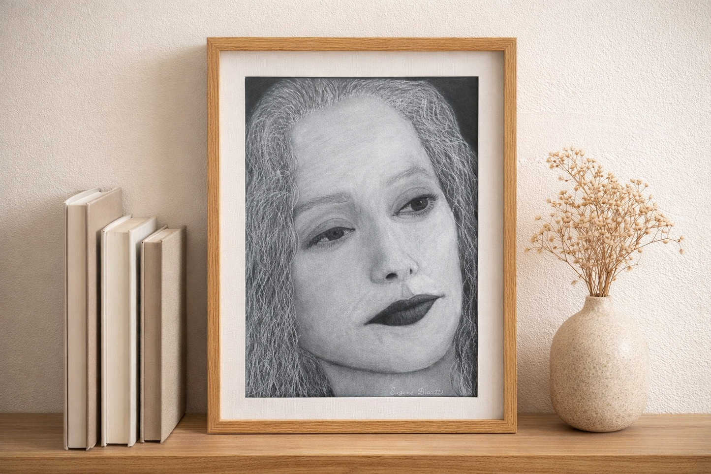 Elegant Woman Pastel Drawing 32x45cm | Original Realist Art by Eugene Diartti